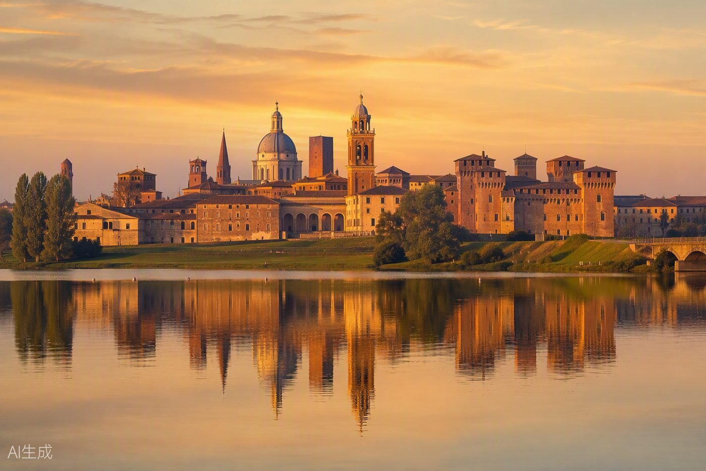Mantova e la sua provincia: lo skyline della città UNESCO specchiato nei laghi del Mincio, territorio del restauro persiane